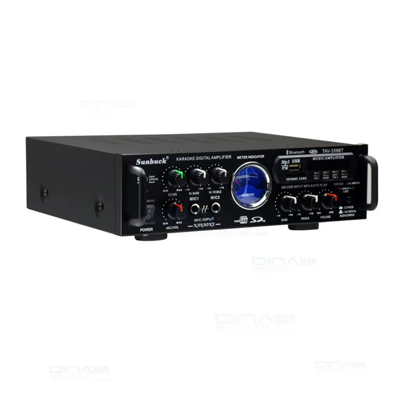 Bluetooth USB SD FM Радио пульт дистанционного управления KTV Караоке реверберация 2 канала 240 Вт+ 240 Вт высокомощный AC 220 В DC 12 В автомобильный AV усилитель