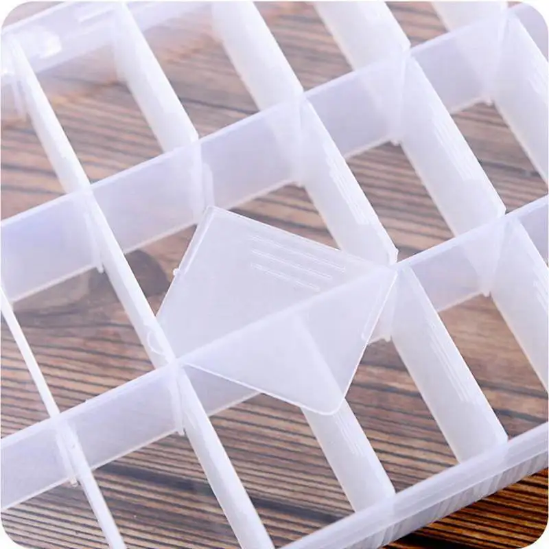 Life Essential 10/15/24 Compartment Storage Box Practical Adjustable Plastic Case for Bead Rings Jewelry Display Organizer | Дом и сад