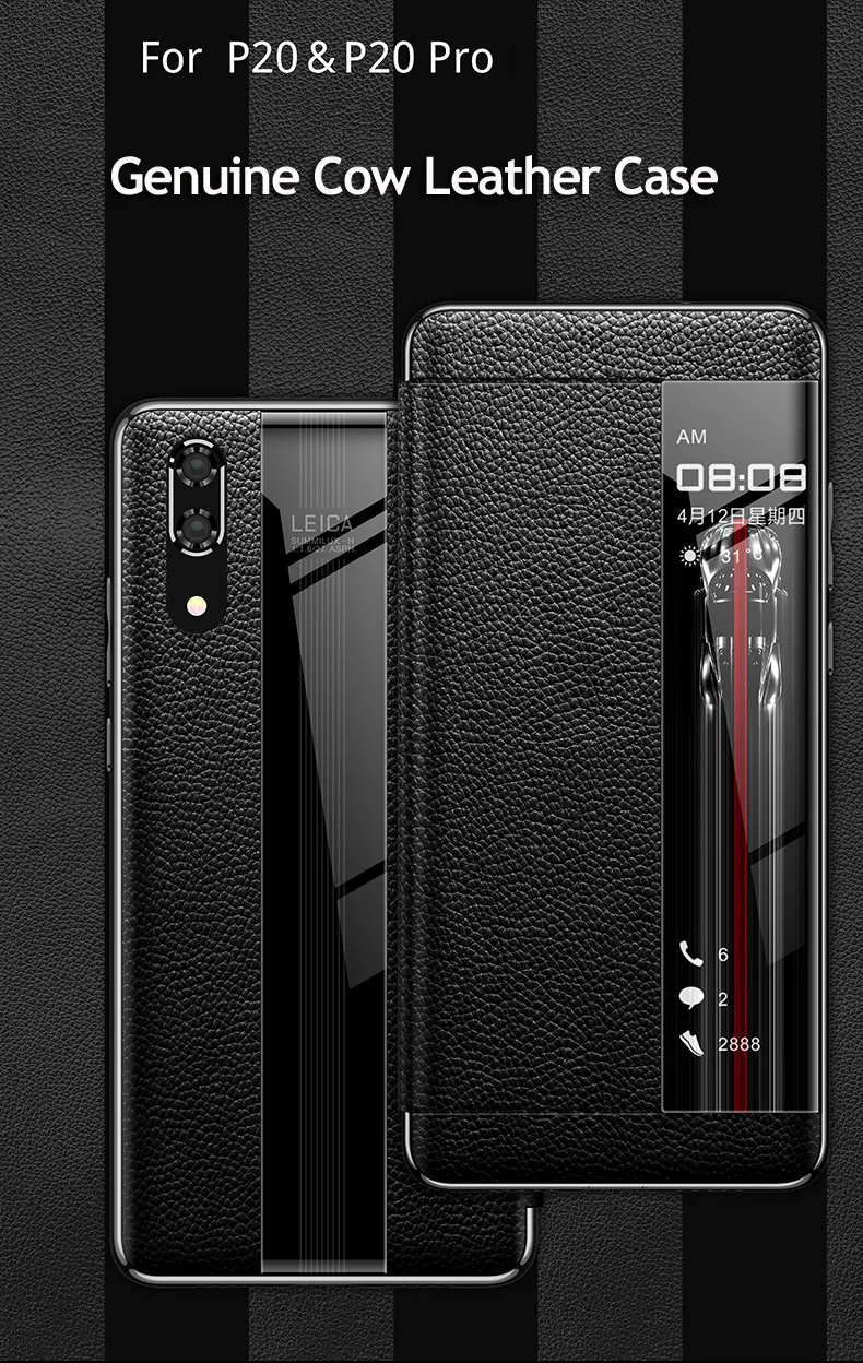 Для huawei P20 Pro чехол из натуральной кожи для huawei p20 защита телефона Гибридный windows view настоящий кожаный чехол p20 умный чехол s