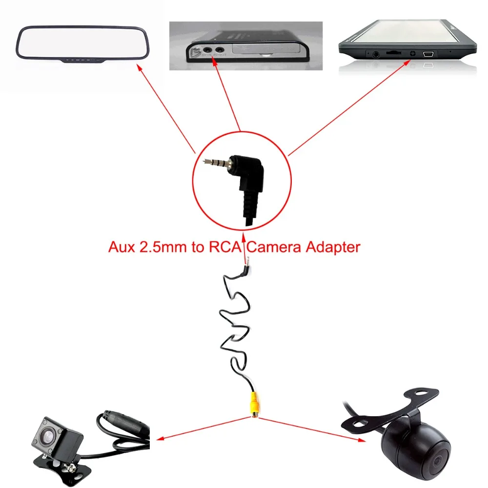 10 шт./лот Aux 2 5 мм AV-in к RCA female конвертер для GPS планшета резервного копирования