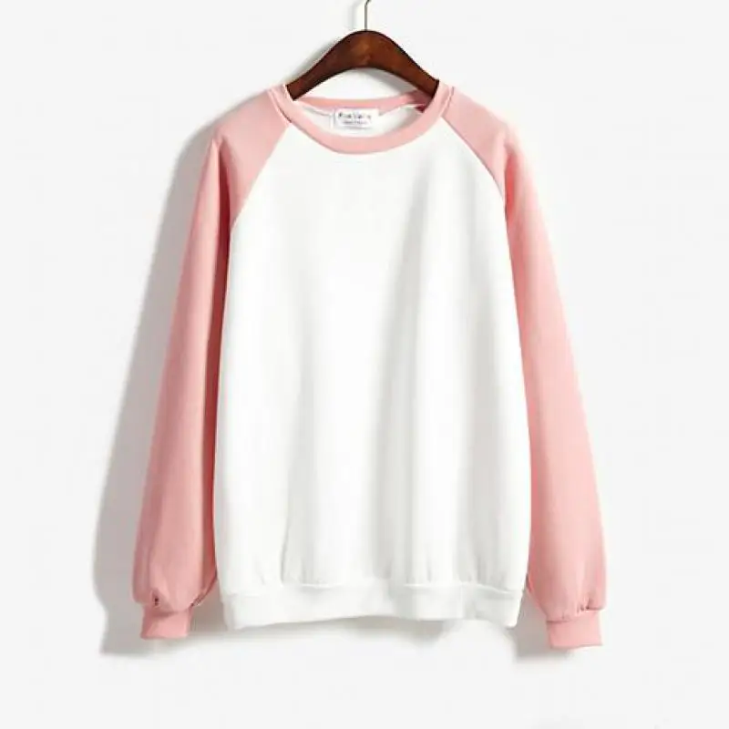 NFIVE Brand 2018 Women's Plus Velvet Sweatshirts Korean Autumn Winter Loose Splicing Long Sleeves Student Baseball Sweatshirt | Женская