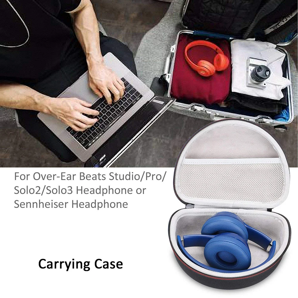 Новинка 2019 жесткий Дорожный Чехол из ЭВА для накладных наушников Beats Studio/Pro/Solo2/Solo3