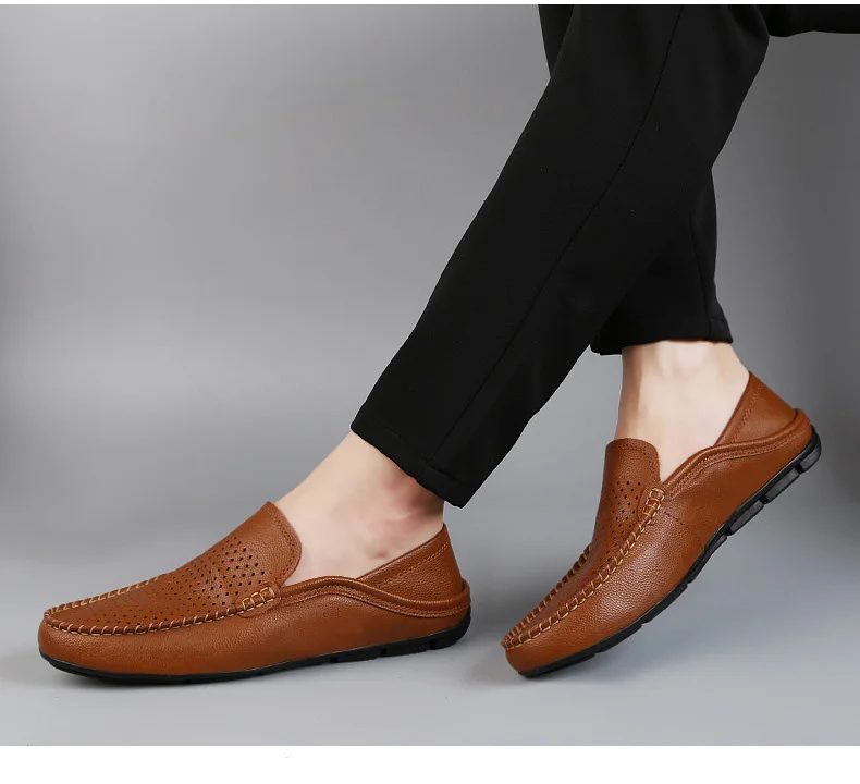 QFFAZ Men Casual Shoes Fashion Men Shoes Leather Men Loafers Moccasins Slip On Men's Flats Loafers Male Shoes