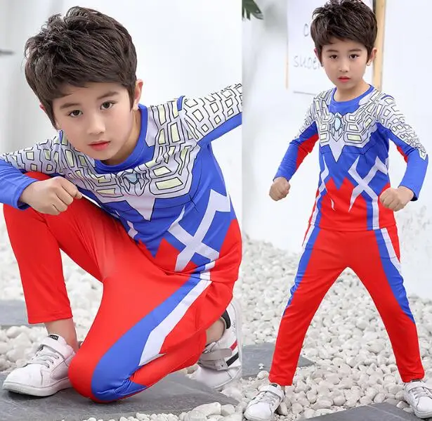 Детский костюм Ultraman с длинными рукавами для костюмированной вечеринки детский для ребенка для мальчика, костюм Ultraman dyna tiga для девочки, костюм Ultraman, быстросохнущая рубашка, одежда