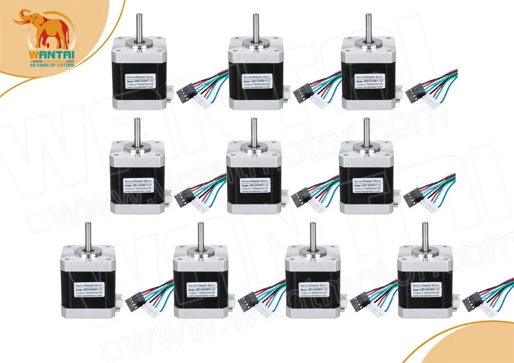 DE & EU бесплатно! Wantai 10 шт. Nema 17 шаговый двигатель 42BYGHW811 X1 4800 г. См 48 мм 2.5A с валом sinfgle