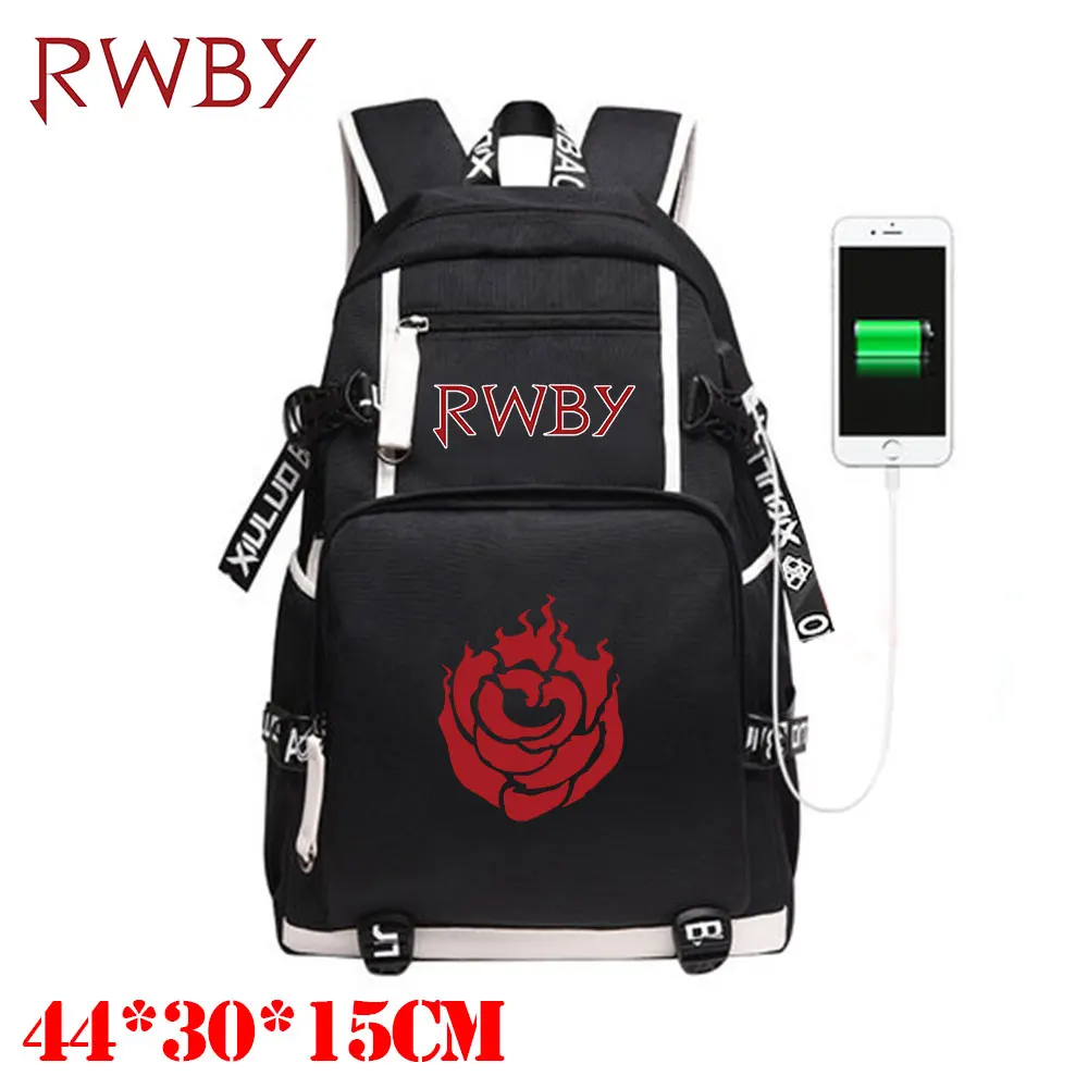 OHCOMICS RWBY Ruby Rose Weiss Блейк Золотой снитч холщовый рюкзак Внешний usb зарядный порт