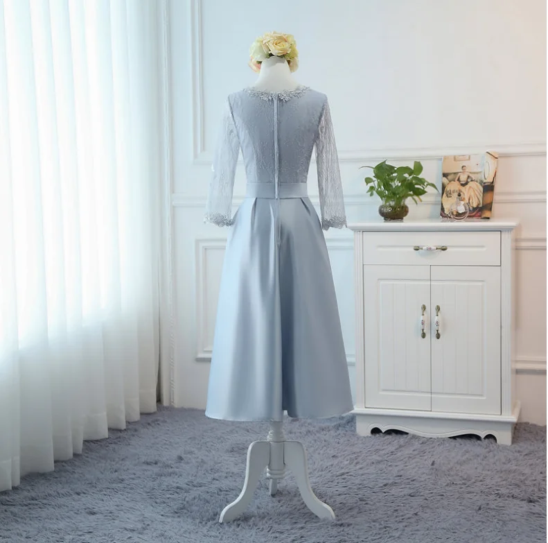 vestido latest burgandy cheap semi formal beautiful modest bridesmaid dresses girls grey lace sleeves dress woman wedding | Свадьбы и