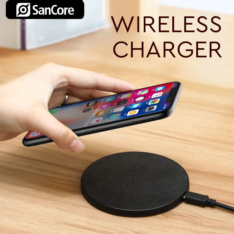 SanCore ультра-тонкое Беспроводное зарядное устройство для iphone 8 X мобильный телефон