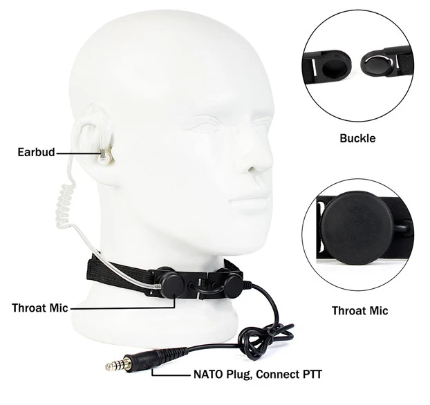 CS Z Тактический горло Mic Z003 Воздушная трубка Гарнитура с U94 PTT для BaoFeng UV-5R UV-82 TYT TH-UV8000D радио желтый