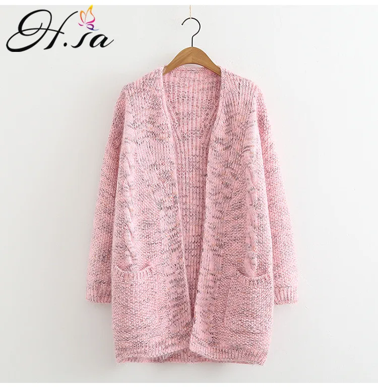 LMK8562 Pink H. SA Женская Корейская Sueter Mujer зимняя одежда свободный свитер кардиганы открытый стежок кардиганы Пончо вязаный Рождественский свитер - Цвет: LMK8562 Pink
