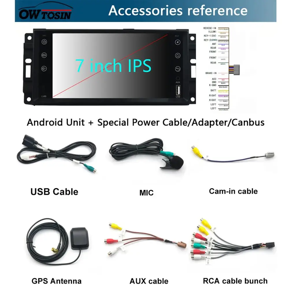 Автомобильный DVD-плеер 7 дюймов IPS 1024*600 8Core 4G + 64G Android 9 0 для Jeep Chrysler Sebring 300C Cirrus Aspen