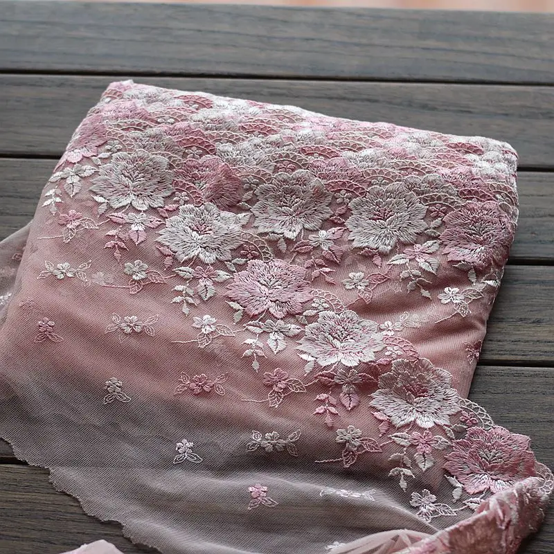 

2 Yards Lace Trim dark pink Embroidered flowers Tulle Lace 7.09 Inches Wide High Quality