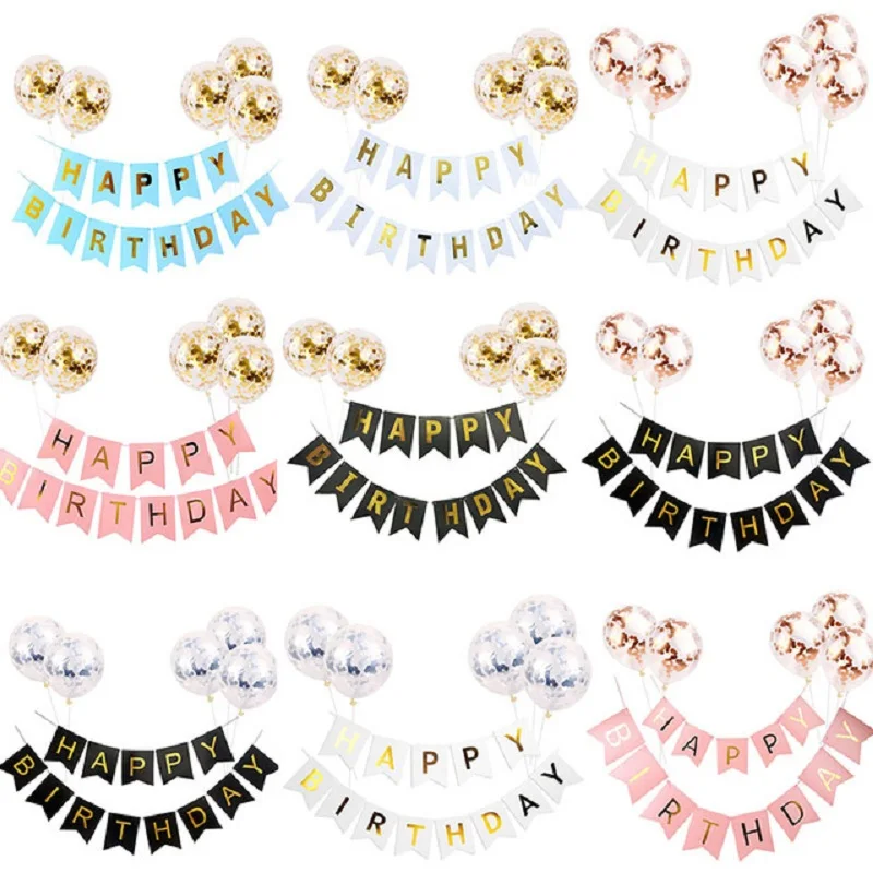 OUDIROSE 6 шт./компл. латексные конфетти воздушный шар баннер с надписью днем рождения