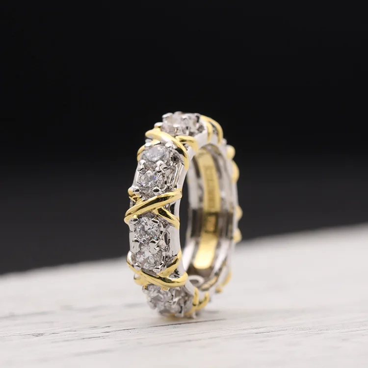 Женское кольцо на палец AlooWay с двойным золотым кольцом и фианитом|cz rings|jewelry ringsring