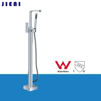 WELS and CUPC Chrome Plated Freestanding Tub Filler Floor Standing Bathtub Faucet Shower Set Faucets