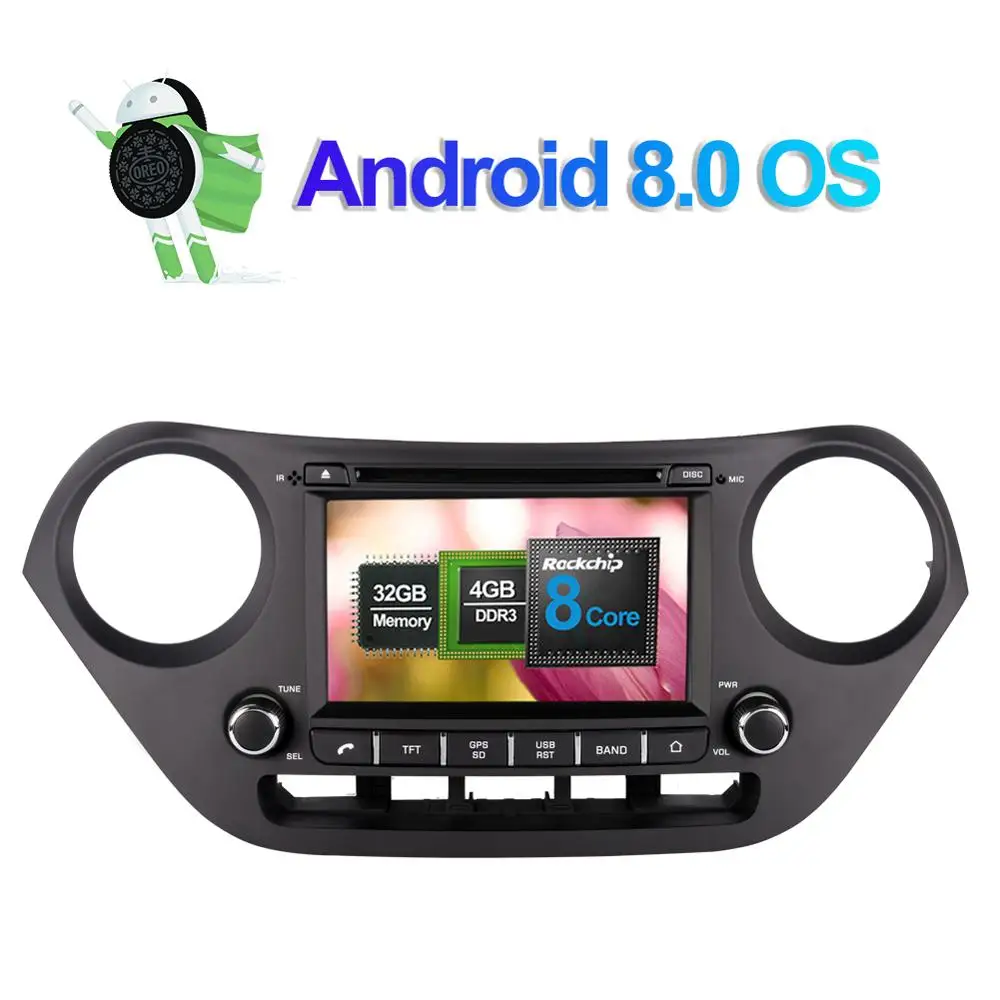 Android 8 0 Восьмиядерный автомобильный DVD плеер GPS навигация для Hyundai I10/Hyundai Grand i10 2013