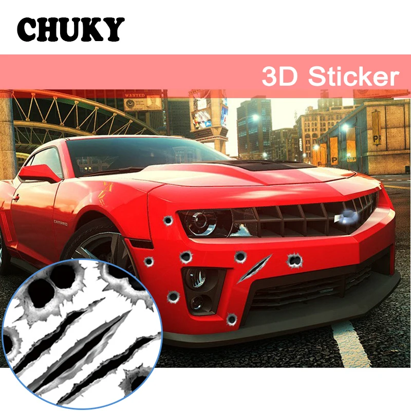CHUKY автомобильный Стайлинг авто наклейка крышка пуля отверстие 3D дизайн для Renault