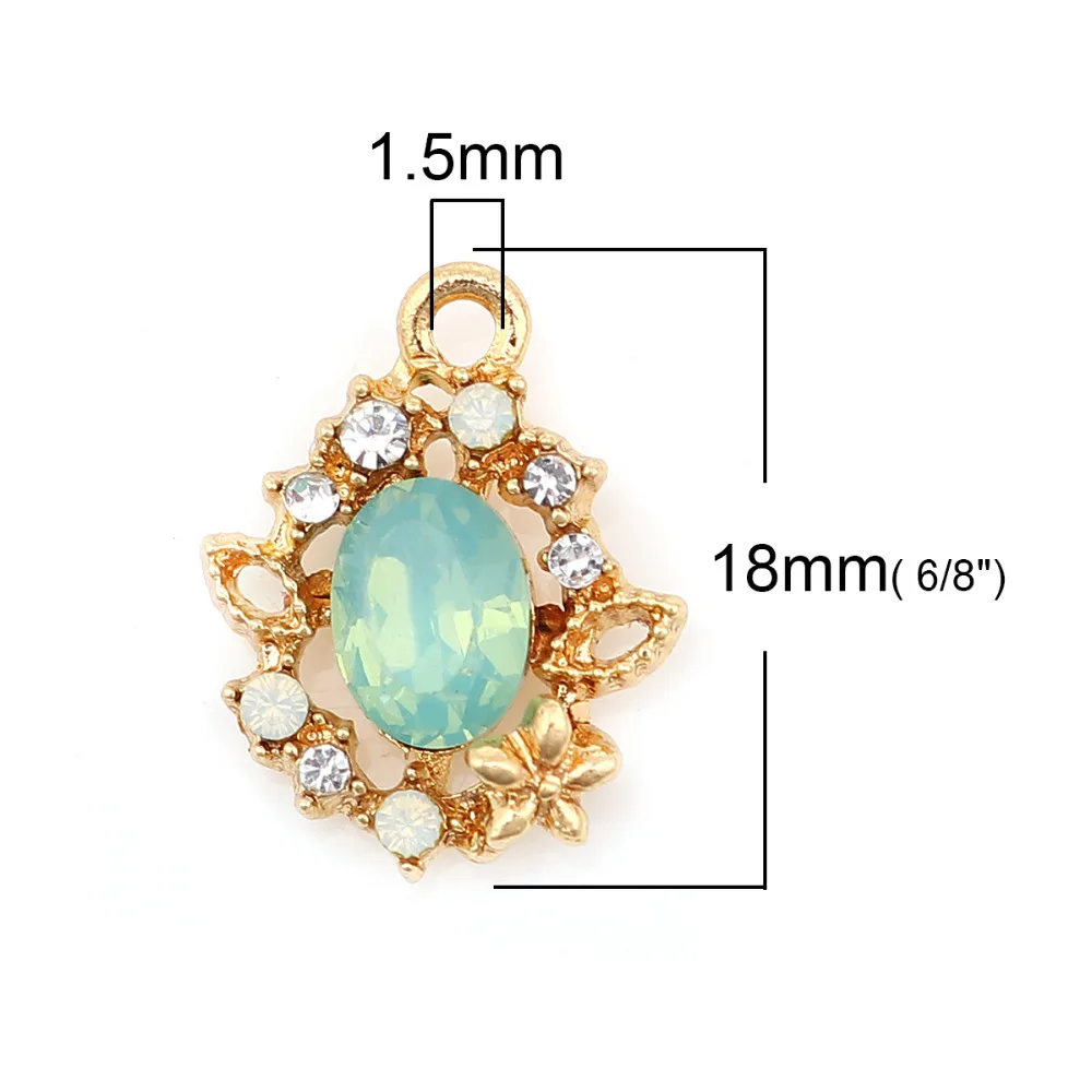 DoreenBeads модные подвески из сплавов на основе цинка Овальные золотые с цветами