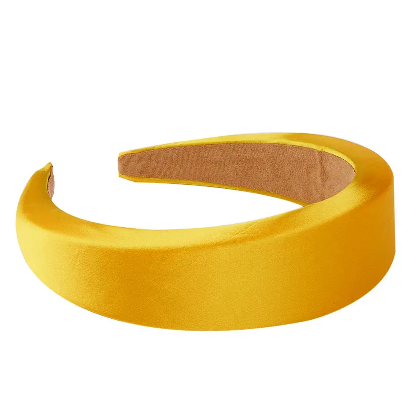 yellow Fioday, новинка, блестящие атласные повязки для женщин, разноцветный светильник, розовый цвет, 4 см, ширина 1,5 см, толстая губка, пластиковая накладка, повязки для волос - Цвет: yellow