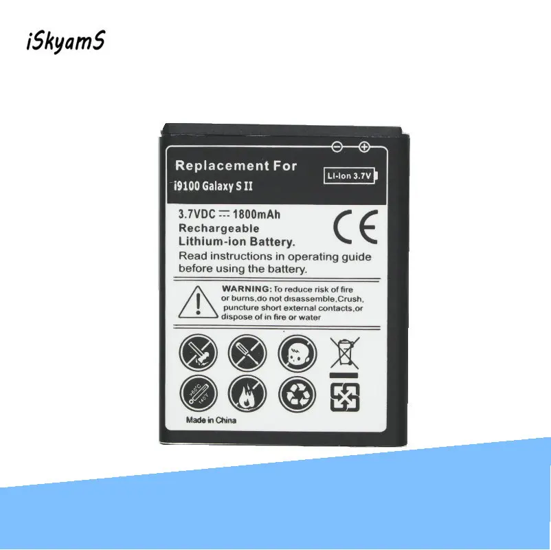 ISkyamS 1x1800mAh EB F1A2GBU Сменный аккумулятор для Samsung Galaxy S2 II I9100 9100 i9100g i9103 i9105 i9050 I9108