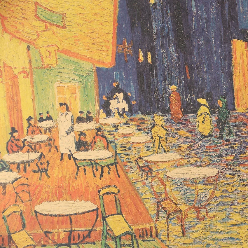 TIE LER Van Gogh Cafe Nostalgic Retro Kraft Paper Poster Painting Decorative Wall Stickers 36 X 47cm | Дом и сад