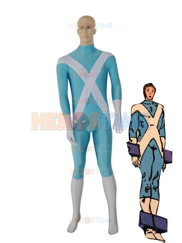 Стиль iceman Marvel Comics Пользовательские супергерой Хеллоуин костюм Xmen Косплей Зентаи комбинезон