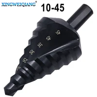 hss spiral grooved step cone drill bit 10 45mm nitriding coated step drill bits 12mm shank metal wood steel pvc hole drilling
