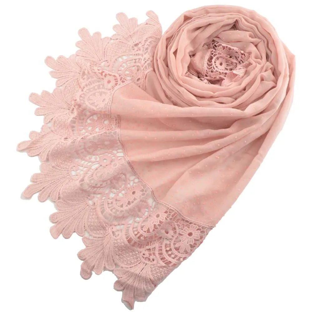 light pink Женский модный хлопковый кружевной шарф со стразами, цветочный кружевной пляжный шарф-шаль, простой мусульманский хиджаб накидка, Повязка На Голову Бандана - Цвет: light pink