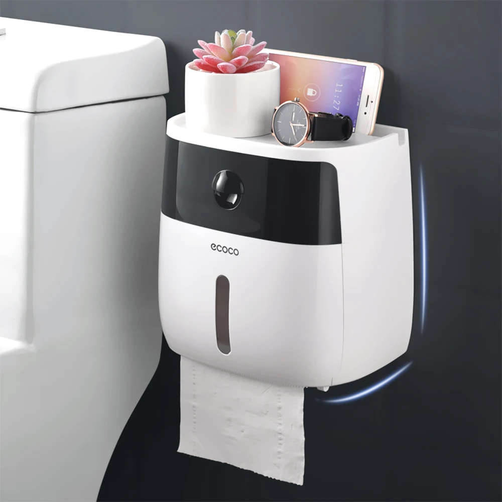 

Creative Plastic Box Toilet Tissue Dispenser Tissue Paper Box Holder Wall Mounted Bath Toilet Paper Holder Paper Storage