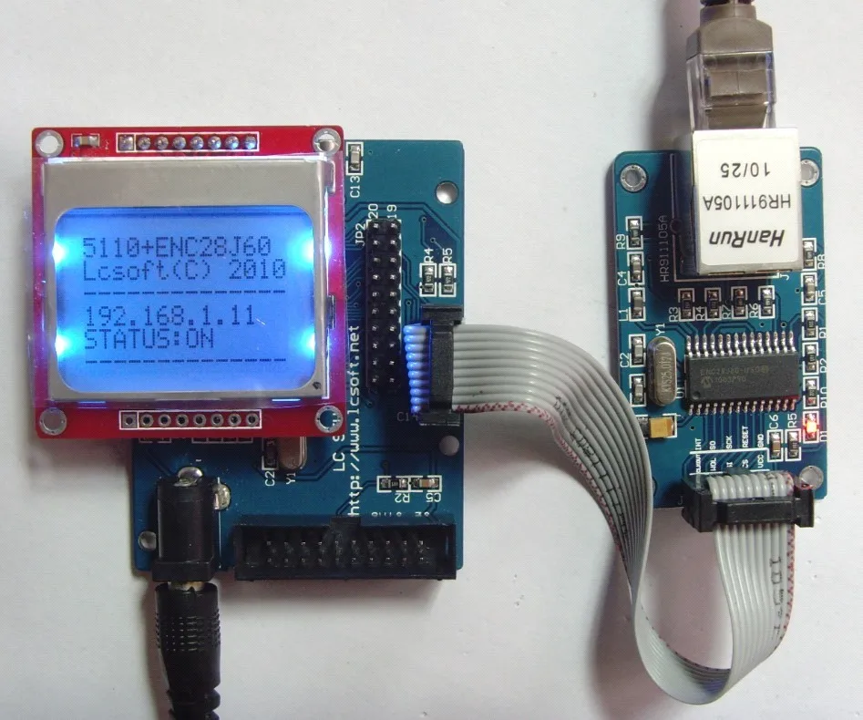 Макетная плата LPC2103 + сетевой модуль ENC28J60 Комплект LCD 5110 | Электронные компоненты и