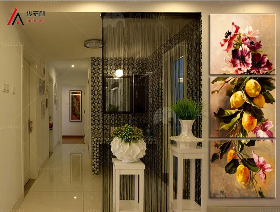 

3 Pcs/Set Artist Canvas Still Life painting Yellow Orange vertical forms Canvas Prints Wall Pictures for Living Room Picture