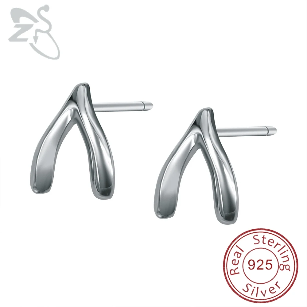 ZS V shape 925 пробы серебряные серьги гвоздики женские из серебра спирали хрящи для