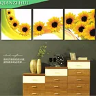 Вышивка QIANZEHUI для творчества, вышивка крестиком в виде летающего подсолнуха, тройная вышивка подсолнуха для комплектов, картина для спальни, ресторана