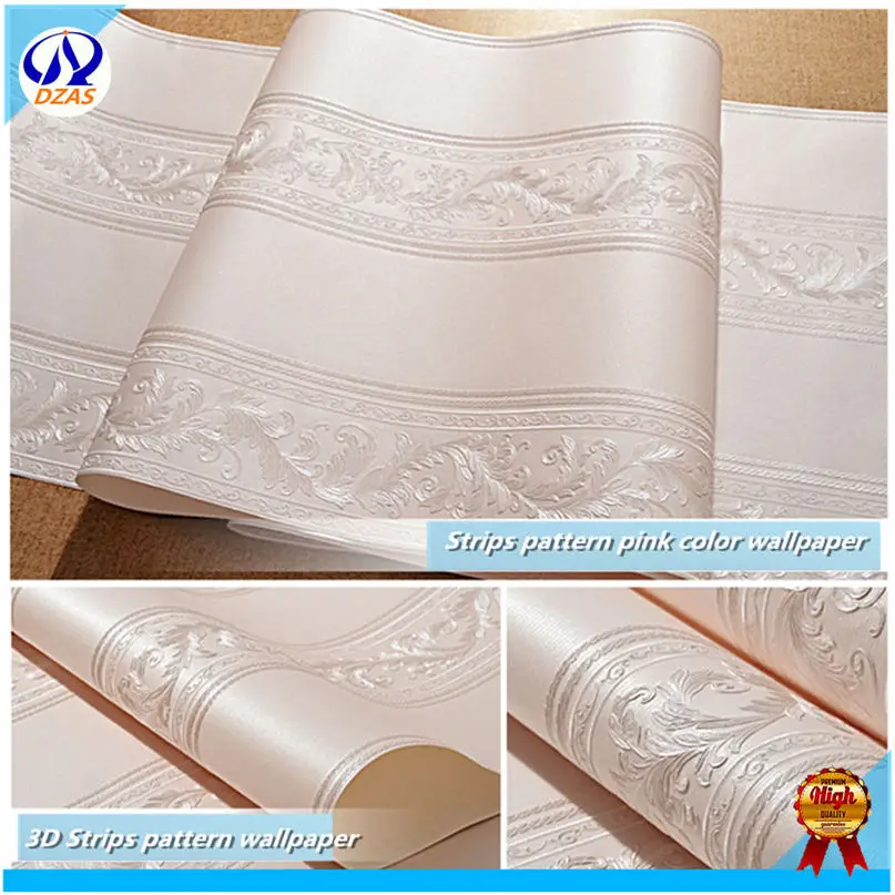 

Free Shipping ja1805 For wedding room European Style Wallpaper beige pink light blue Color Stripe Wallpaper Wall Paper Roll