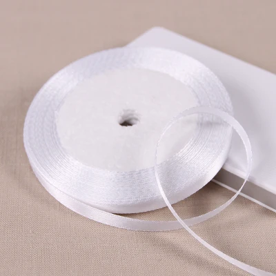 White 25 ярдов 6 9 12 15 19 25 38 мм цвета атласные ленты для упаковки подарков DIY рождественские подарки вечерние украшения на свадьбу День рождения - Цвет: White
