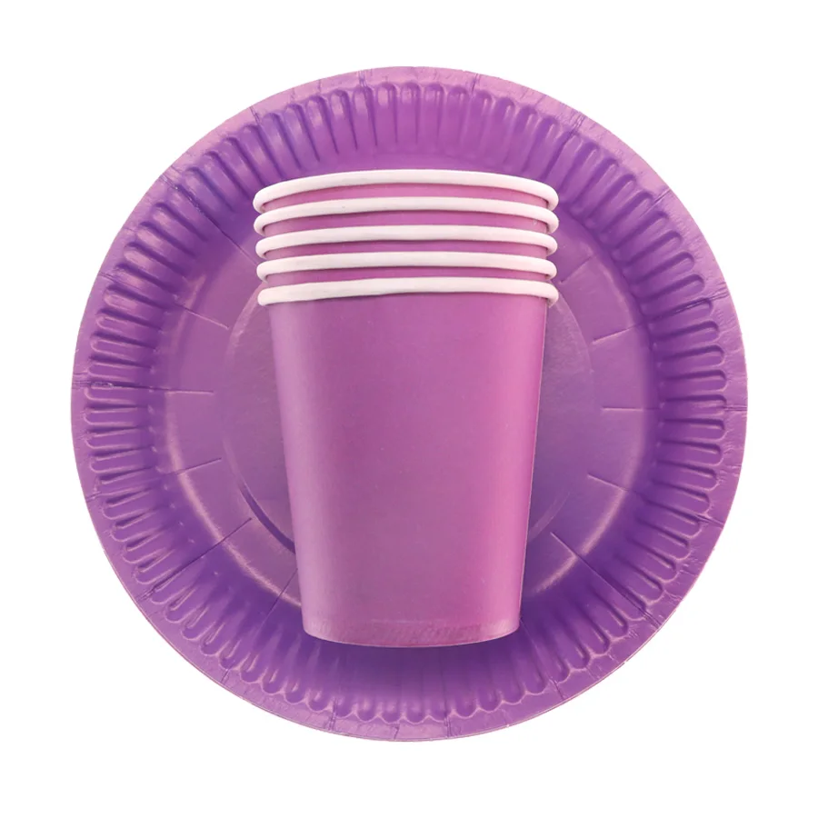 purple set Рождественские Новые 10 шт одноразовые столовые приборы твердые бумажные поднос с днем рождения Рождество Свадьба розовые украшения Детские Банные Вечерние - Цвет: purple set