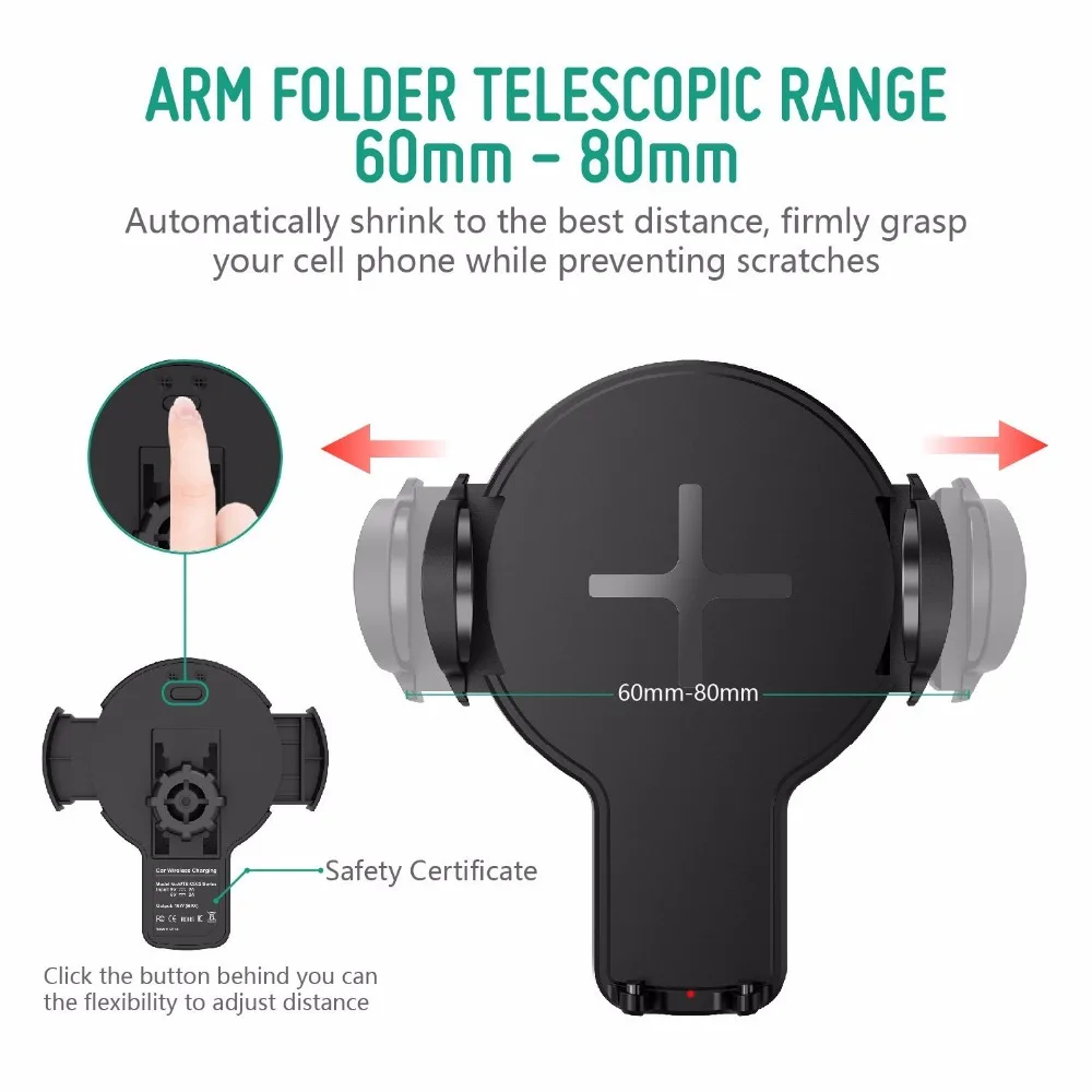 Wofalo Fast Wireless Car Charger Retractable Charging Phone Bracket 360 Rotation For Samsung S8/S8 Plus/S7/S7 Edge | Мобильные