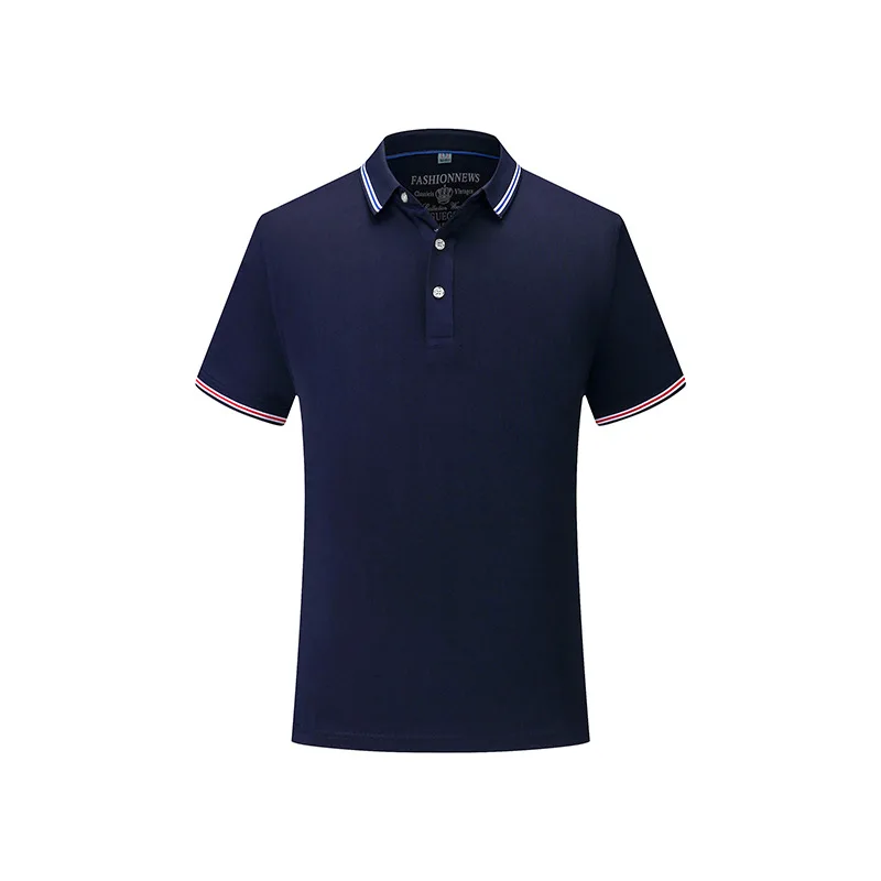 navy blue Теннисный Топ, рубашка поло, мужская деловая Повседневная однотонная летняя быстросохнущая рубашка поло с коротким рукавом - Цвет: navy blue