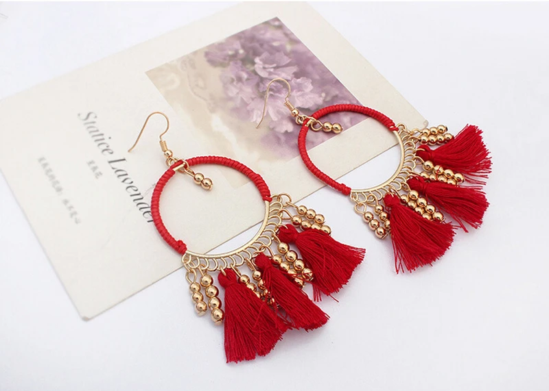 Мода ретро кольцо Серьги 4 вида цветов в народном стиле длинные Для женщин 2017 для