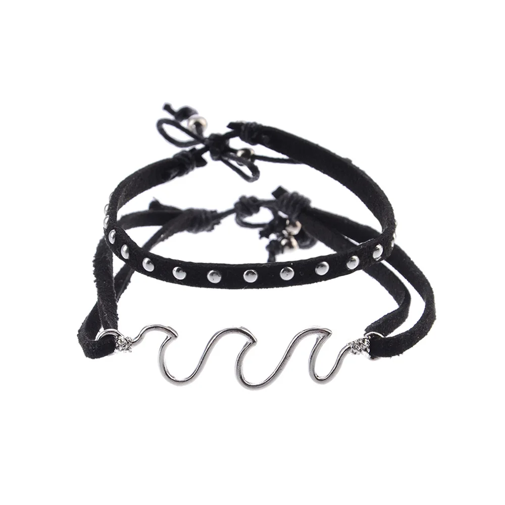 2 шт./компл. индивидуальный набор из кожи с заклепками и волнами многослойный