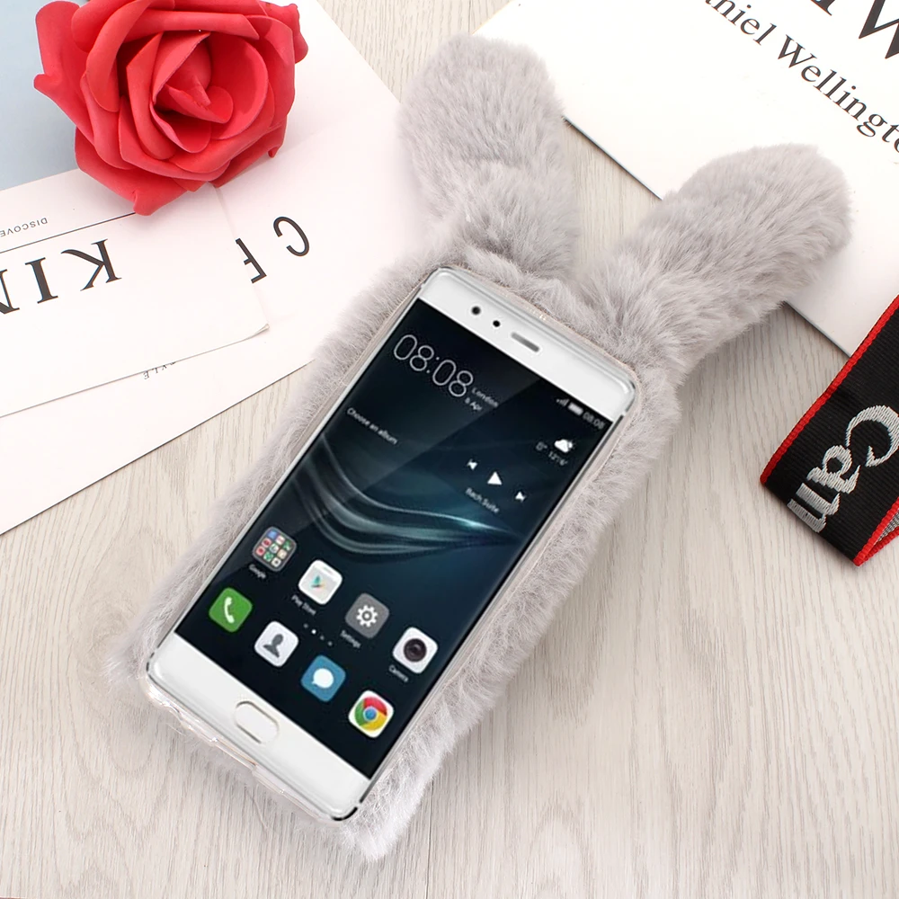 Игрушка кролик чехол для huawei Y3 Y5 Y7 II Y6 Y9 Prime Honor 7A 10 играть 8X Nova 3i Стразы с кроличьим мехом; TPU Защитный чехол