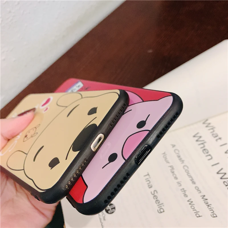 Для IPhone XS MAX XR тиснение мультфильм милый поросенок Pijie Винни Пух Телефон чехол для