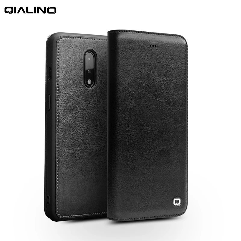 

QIALINO Fashion Genuine Leather Phone Cover for OnePlus 7 6.41 inch Business Style Handmade Case for OnePlus 7 Pro 6.67 inch