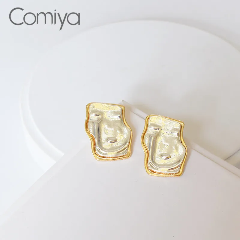 Comiya серьги гвоздики золотого и серебряного цвета цинковый сплав Квадратные