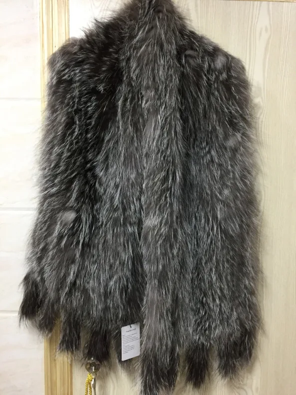 Silver fox fur shawl collar crochet scarf handmade wrap neckwarmer bridal shawls and wraps Party Wedding | Женская одежда