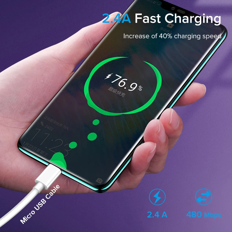 Кабель Micro USB EECPT 2.4A кабель для быстрой зарядки и передачи данных телефона Microusb Xiaomi