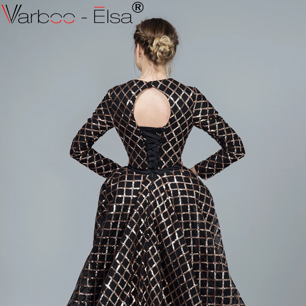 VARBOO_ELSA robe de soiree Черное вечернее платье с длинным рукавом со съемным шлейфом