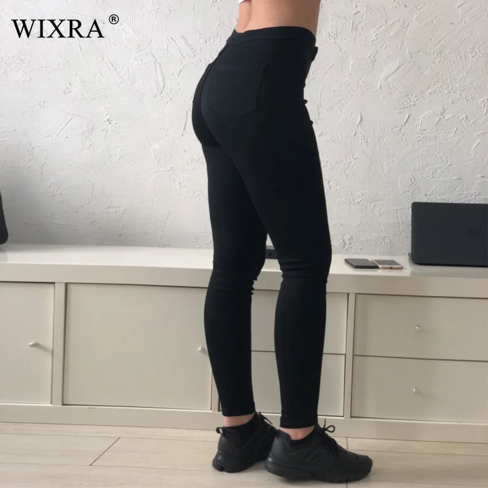 Женские джинсы карандаш WIXRA брендовые Стрейчевые брюки с высокой талией потертые