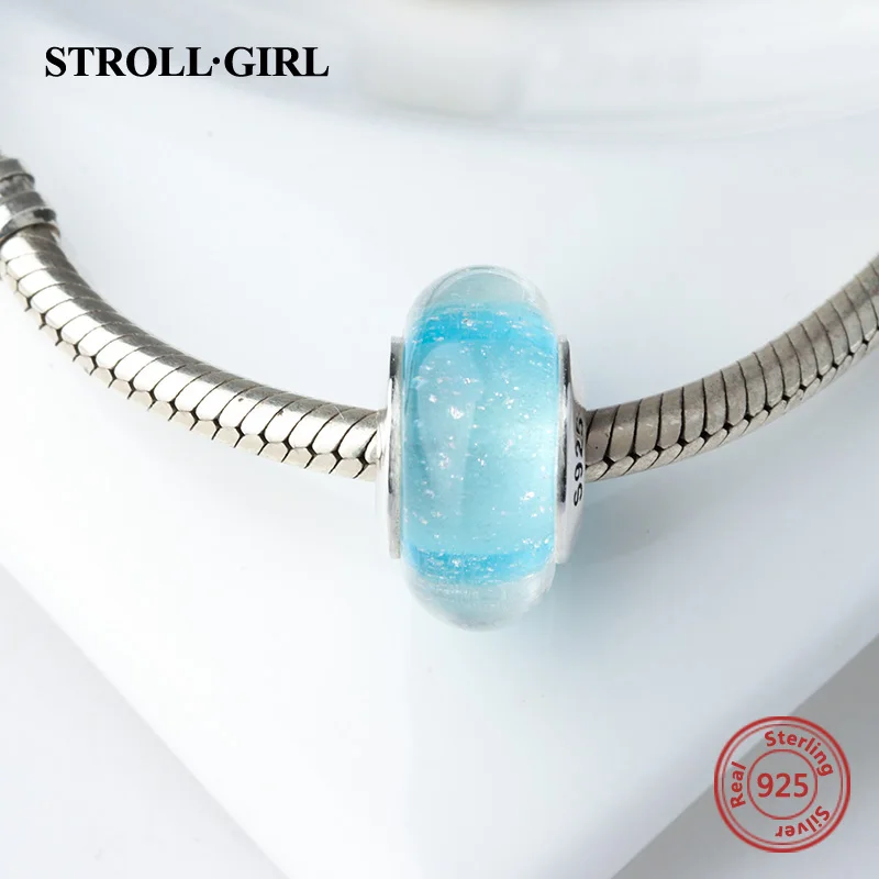 StrollGirl red color Murano glass beads 925 sterling silver diy charms fit authentic pandora bracelet jewelry making women gifts