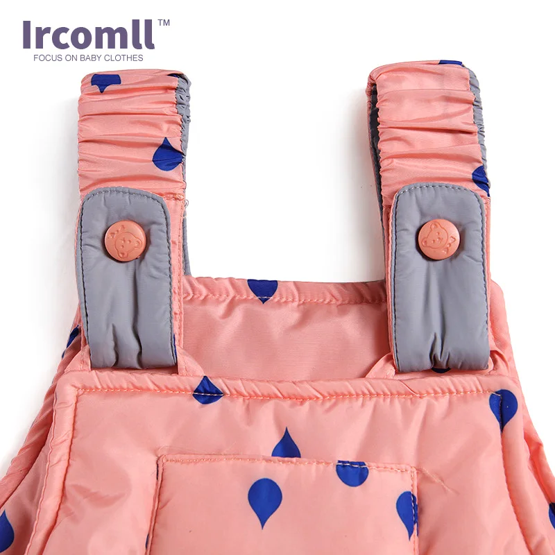 Зимний комплект одежды Ircomll для мальчиков и девочек тёмный пуховик в горошек +